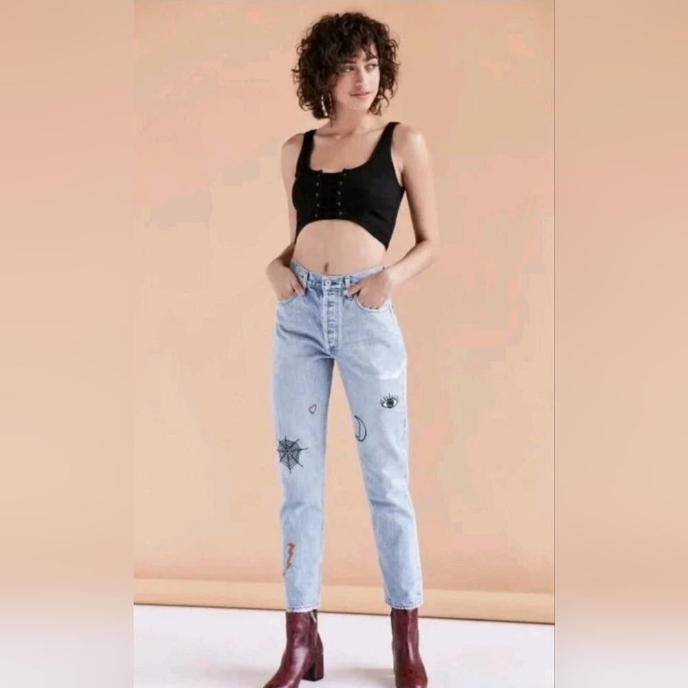 AGOLDE X UO Jamie Embroidered High-Rise Jean in Rescued Crush 28